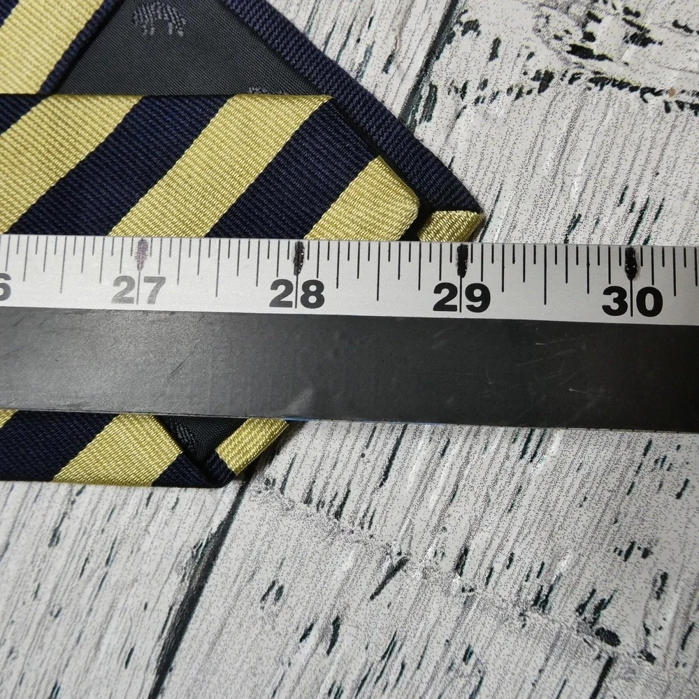 Brooks Basics Tie‎ Mens One Size Blue Gold Stripe 100% Silk Woven USA Necktie